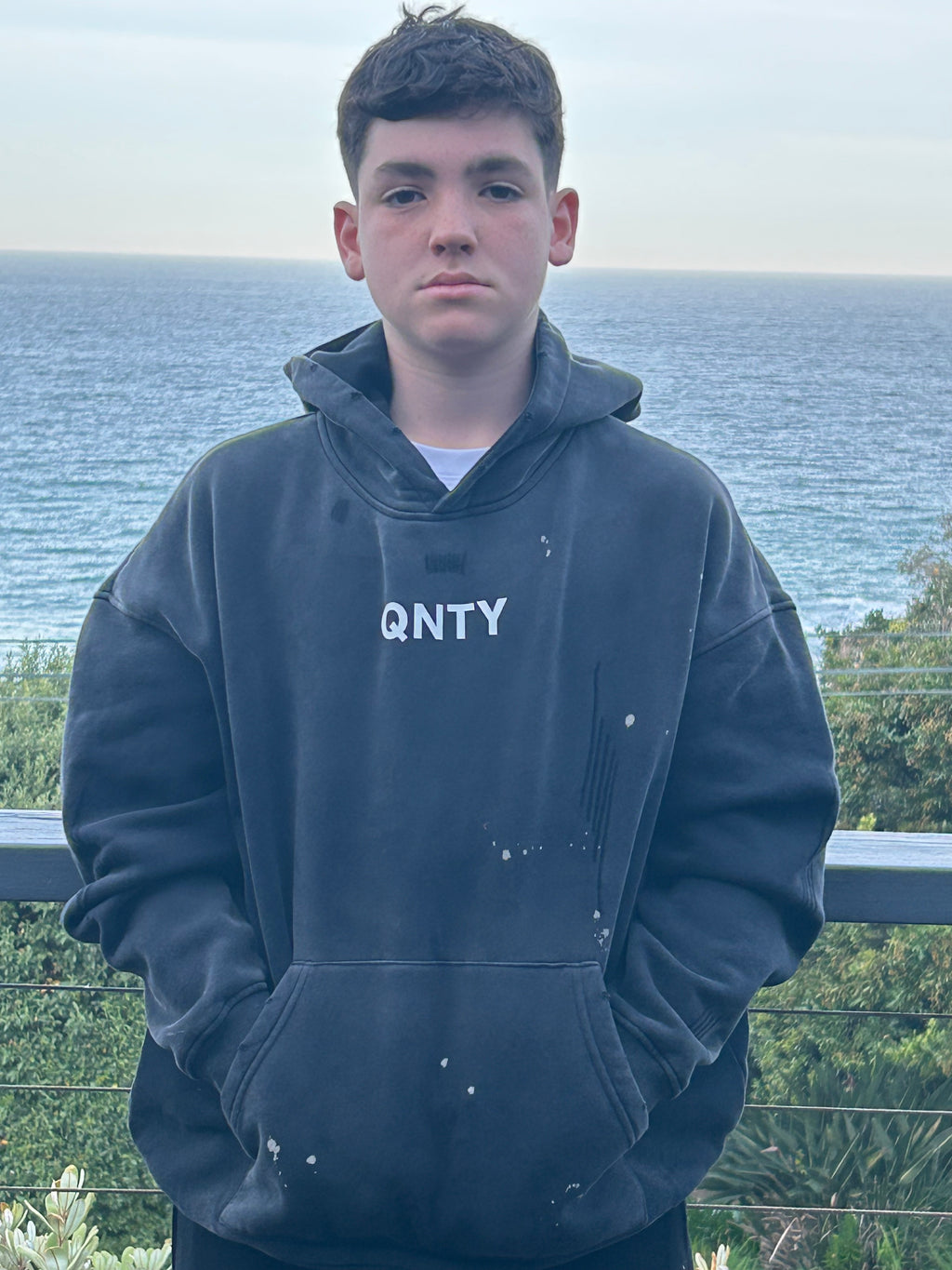 QNTY Vintage Washed Frayed Hoodie