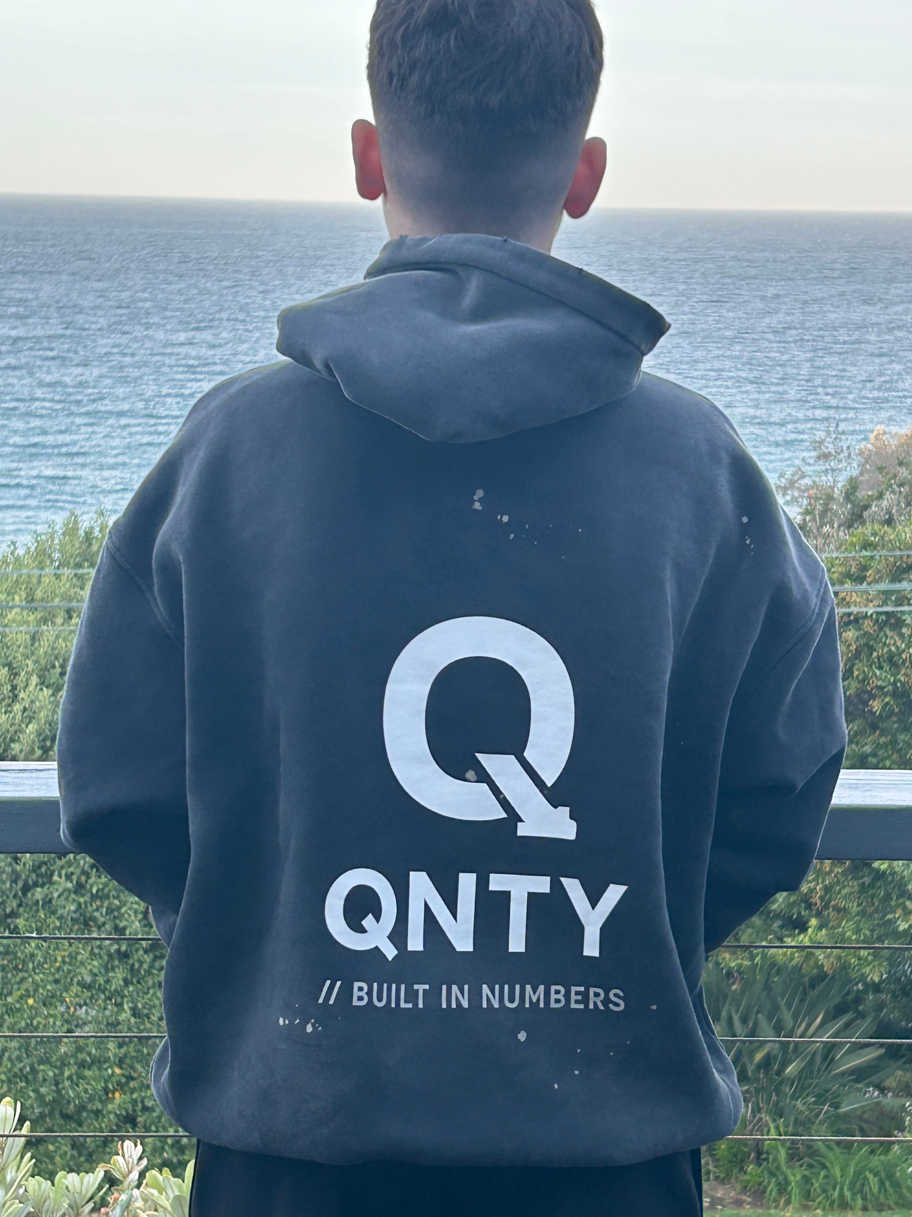 QNTY Vintage Washed Frayed Hoodie